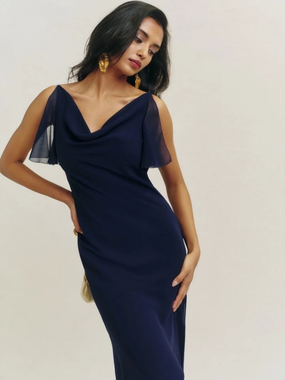 Reformation the Cressa Dress Navy NWT Size 12 Romantic Feminine Special Occasion